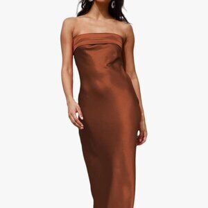 Viral Amazon Strapless Satin Wedding Guest Dress
